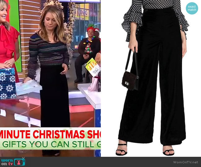 Maje Prali Velvet Wide-Leg Pants worn by Ginger Zee on Good Morning America