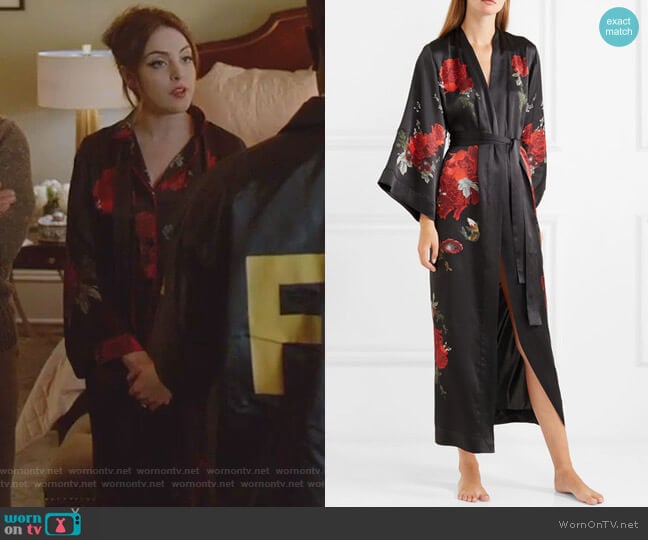 Meng Printed Silk-Satin Robe worn by Fallon Carrington (Elizabeth Gillies) on Dynasty