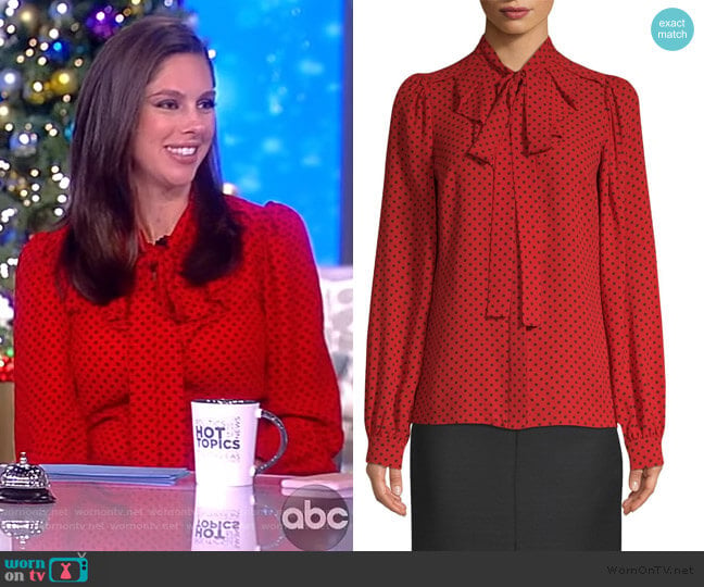 Michael Kors Silk Polka Dot Blouse worn by Abby Huntsman on The View