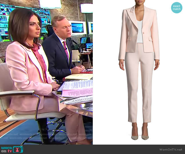 Michael Kors Peak-Lapels One-Button Pebble Crepe Blazer worn by Bianna Golodryga on CBS Mornings