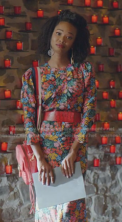 Monica’s floral midi dress on Dynasty