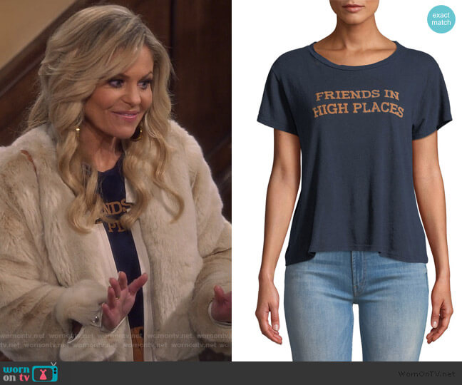 Mother The Sinful Graphic Crewneck Tee worn by DJ Tanner-Fuller (Candace Cameron Bure) on Fuller House