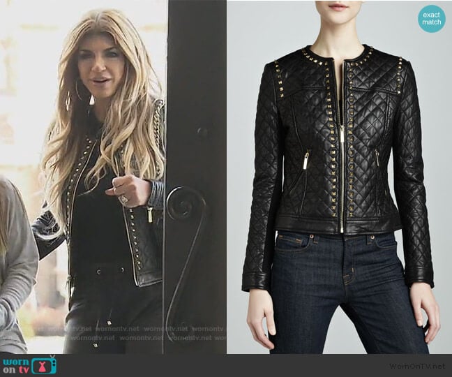 Neiman Marcus Golden Studded Quilted Leather Jacket worn by Teresa Giudice on The Real Housewives of New Jersey
