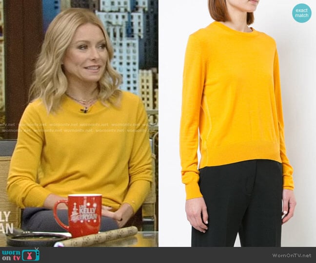 Proenza Schouler Merino Crewneck Sweater worn by Kelly Ripa on Live with Kelly and Mark