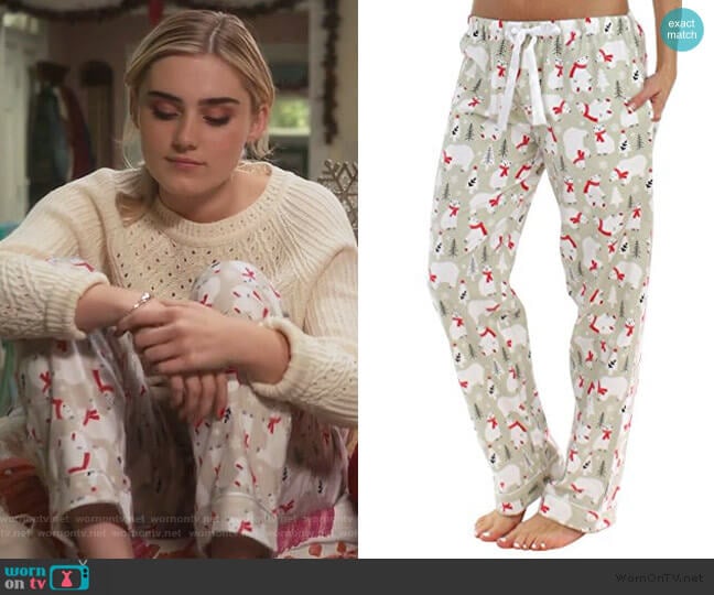 Pajama Mania Christmas Bear Print Pants worn by Taylor Otto (Meg Donnelly) on American Housewife