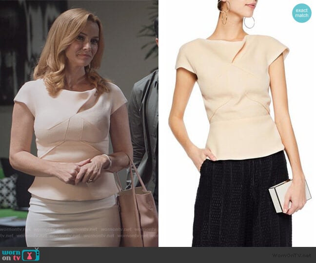 Roland Mouret Fluted wool-crepe top worn by Leslie Dean (Annie Wersching) on Marvels Runaways