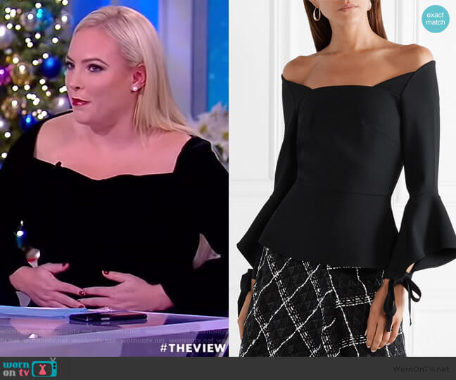 Roland Mouret Holden off-the-shoulder stretch-crepe top worn by Meghan McCain on The View