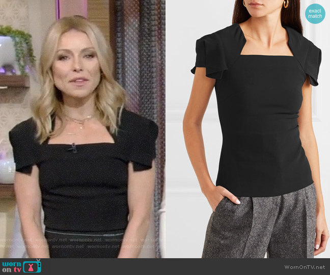 Roland Mouret Darfield Crepe Top worn by Kelly Ripa on Live with Kelly and Mark