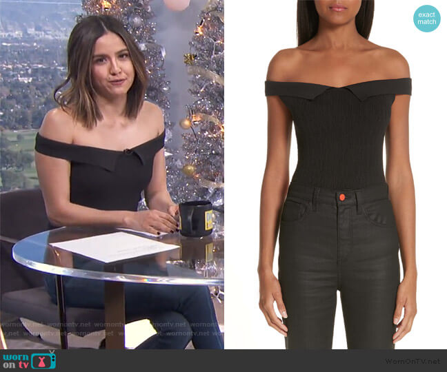 Simon Miller x Paramount Grease Ribbed Off the Shoulder Top worn by Erin Lim on E! News