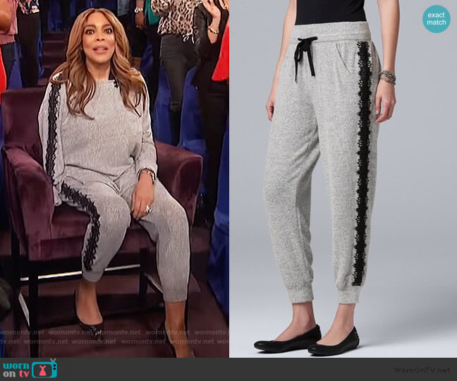 Lace-Trim Jogger Pants Simply Vera Vera Wang worn by Wendy Williams on The Wendy Williams Show