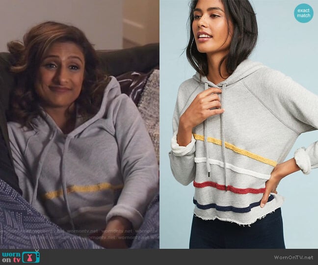 Sundry Chenille Hoodie worn by Emet Kamala-Sweetzer (Sarayu Blue) on I Feel Bad