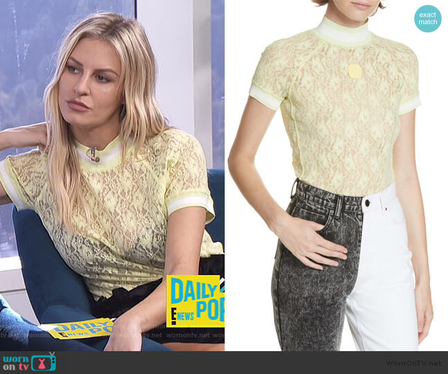 T by Alexander Wang Rib Trim Lace Top worn by Morgan Stewart on E! News