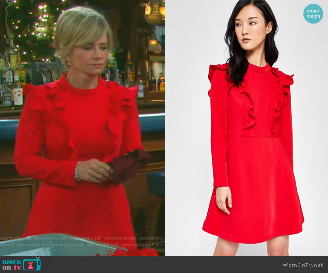 Ted Baker Long Sleeve Frill Tunic Dress worn by Kayla Brady (Mary Beth Evans) on Days of our Lives