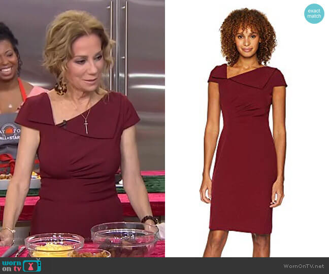 Tahari ASL Fold-Over Collar Crepe Short Sleeve Crepe Dress worn by Kathie Lee Gifford on Today