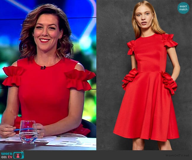 Ted Baker Deneese Dress worn by Gorgi Coghlan on The Project
