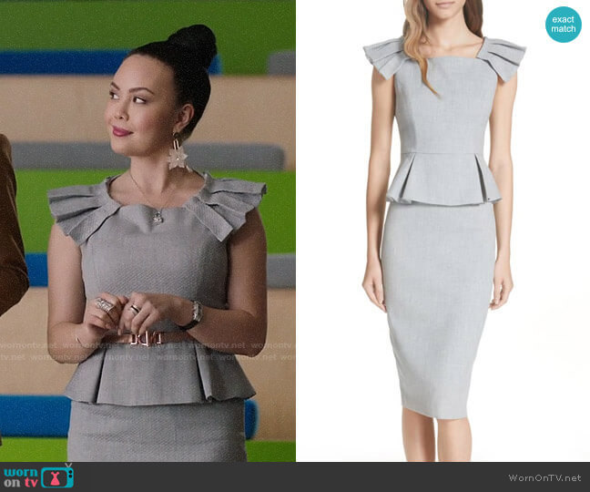 Ted Baker Daizid Pleat Shoulder Peplum Dress
