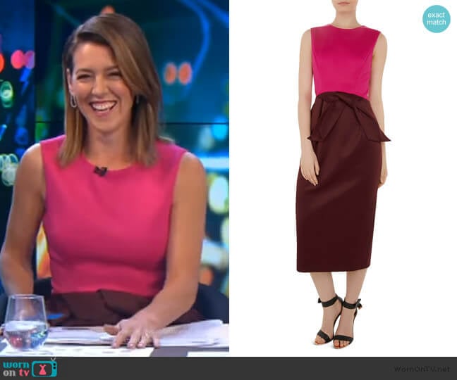 Ted Baker Nikkita Color-Block Midi Dress worn by Gorgi Coghlan on The Project
