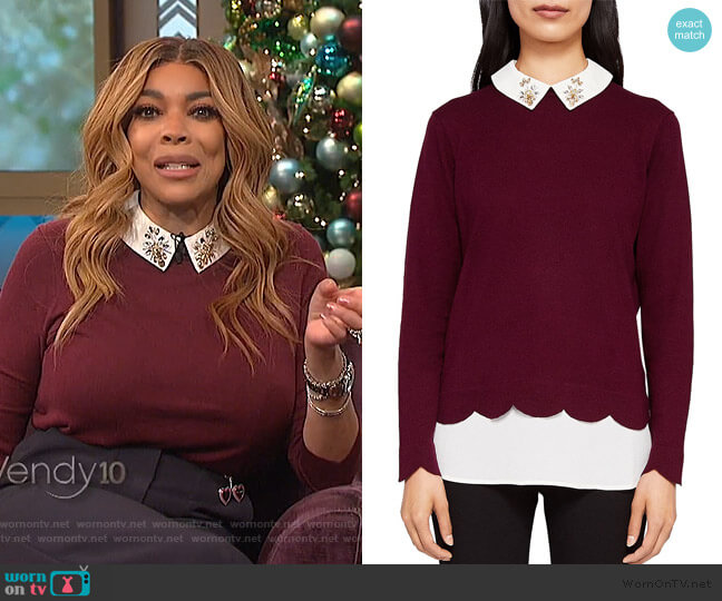Ted Baker Suzaine Embellished Sweater worn by Wendy Williams on The Wendy Williams Show