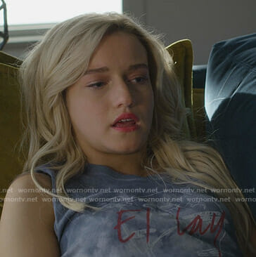 Terra’s blue El Lay tank top on Dirty John