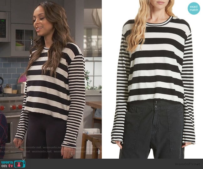 The Great Stripe Crop Tee worn by Bonnie (Stephnie Weir) on Happy Together