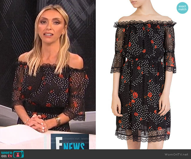 The Kooples Popi Pop Off-the-Shoulder Floral-Print Dress worn by Giuliana Rancic on E! News