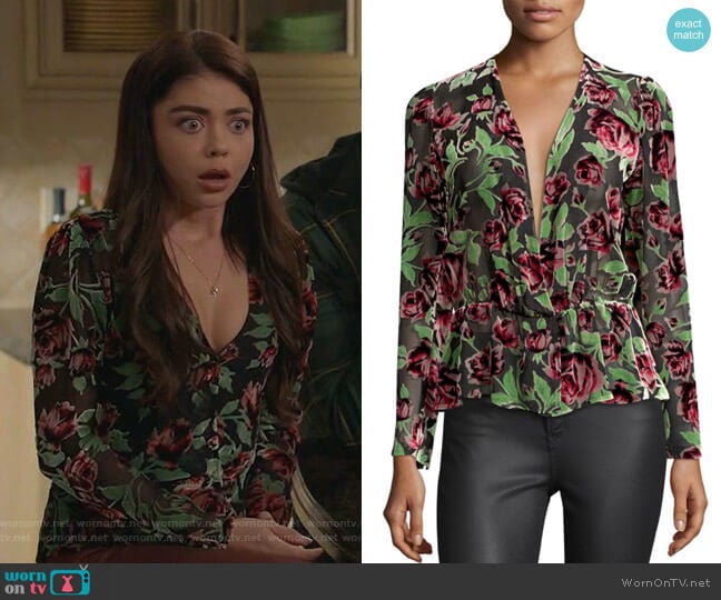 The Kooples Rose Velvet Burnout Blouse worn by Haley Dunphy (Sarah Hyland) on Modern Family