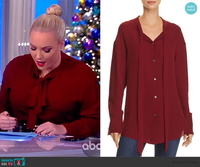 Theory Weekender Tie-Neck Silk Shirt worn by Meghan McCain on The View