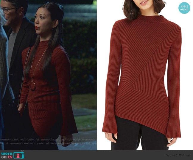 Topshop Asymmetrical Ribbed Sweater worn by Tina Minoru (Brittany Ishibashi) on Marvels Runaways