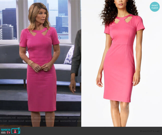 Trina Turk Caladium Cutout Sheath Dress worn by Rebecca Katsopolis (Lori Loughlin) on Fuller House