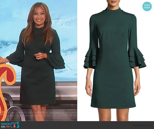 Trina Turk Dylan Tiered Bell Sleeve Shift Dress worn by Carrie Inaba on The Talk