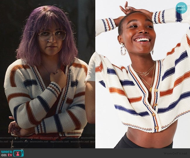 Urban Outfitters Aiden Striped Button-Down Cardigan worn by Gert Yorkes (Ariela Barer) on Marvels Runaways