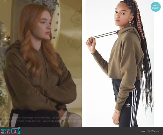 Out From Under Cropped Hoodie Sweatshirt worn by Kirby Anders (Maddison Brown) on Dynasty