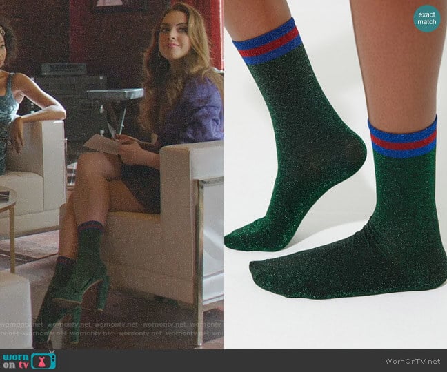Urban Outfitters Out From Under Sparkle Party Sock worn by Fallon Carrington (Elizabeth Gillies) on Dynasty