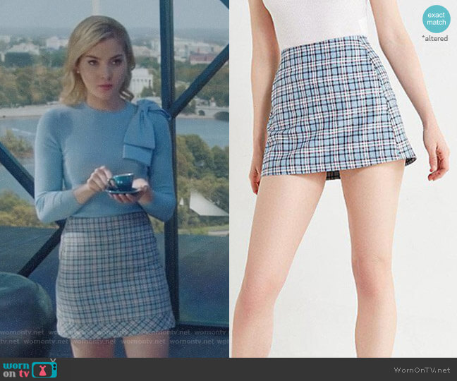 Urban Outfitters Plaid Pelmet Mini Skirt worn by The Frost Sisters (Skyler Samuels) on The Gifted
