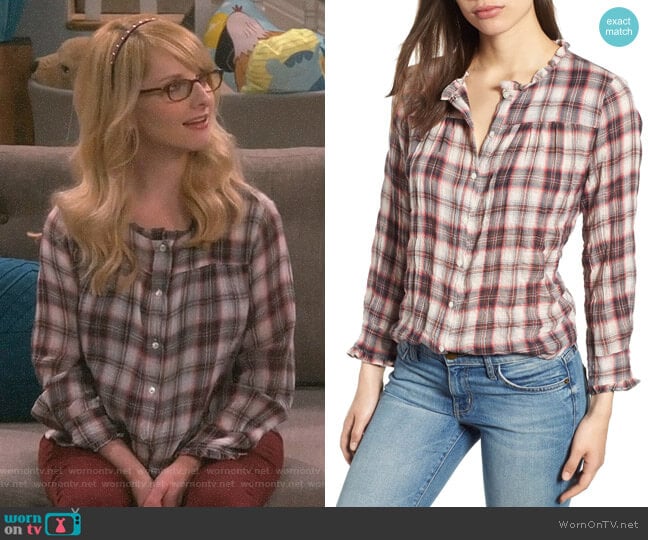 Velvet by Graham & Spencer Plaid Blouse worn by Bernadette Rostenkowski (Melissa Rauch) on The Big Bang Theory