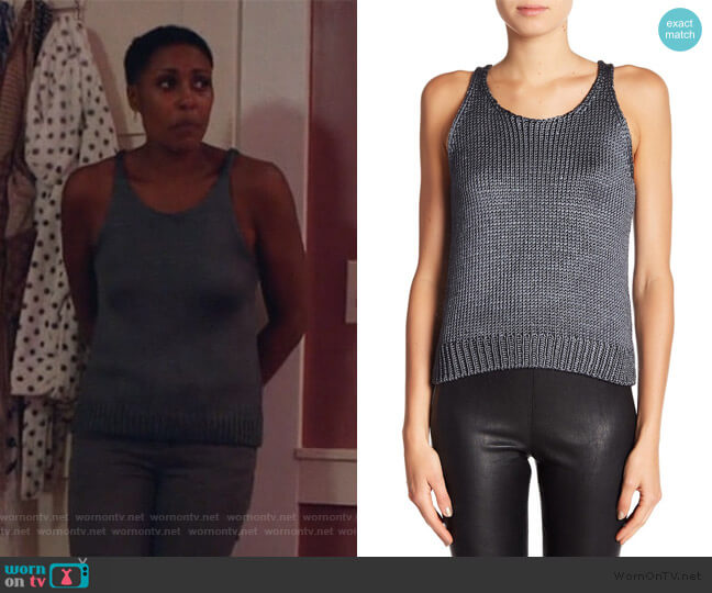 Vince Crop Sleeveless Silk Knit Tank worn by Lynn Stewart (Christine Adams) on Black Lightning