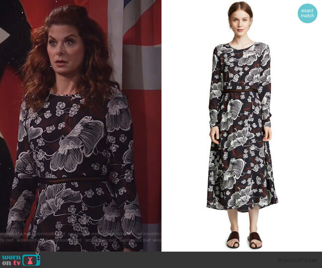 Warm Poppy Dress worn by Grace Adler (Debra Messing) on Will and Grace