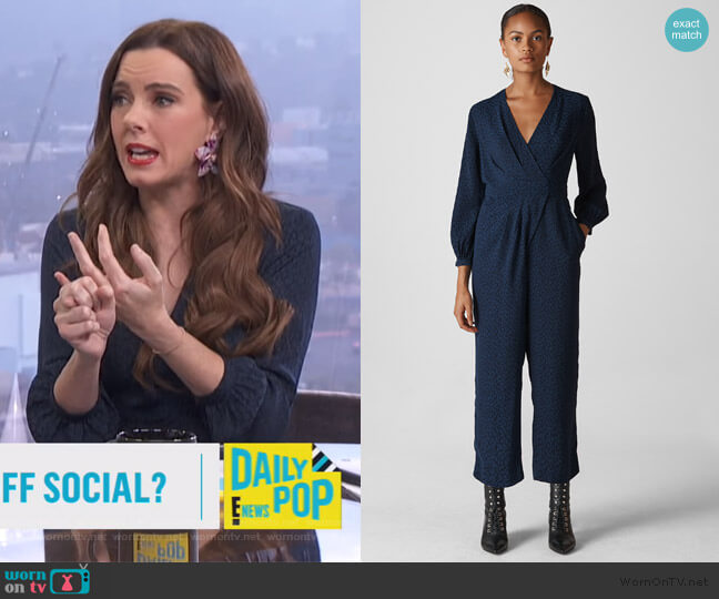 Whistles Animal Jacquard Wrap Jumpsuit worn by Melanie Bromley on E! News