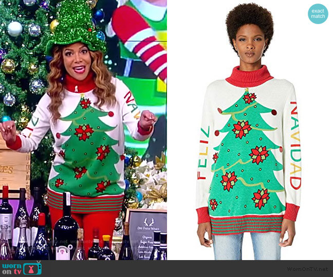 Whoopi Feliz Navidad Sweater worn by Sunny Hostin on The View