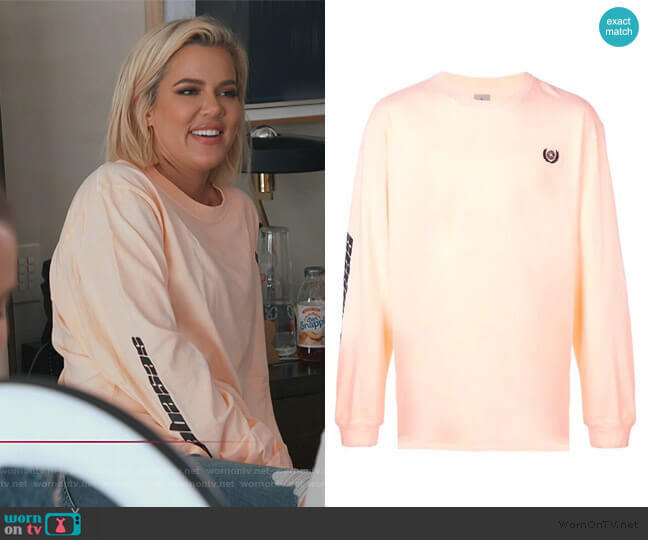 Yeezy Printed Sleeve Sweatshirt worn by Khloe Kardashian on Keeping Up with the Kardashians