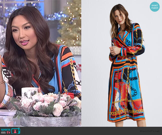 Zara Chain Print Dress worn by Jeannie Mai on The Real