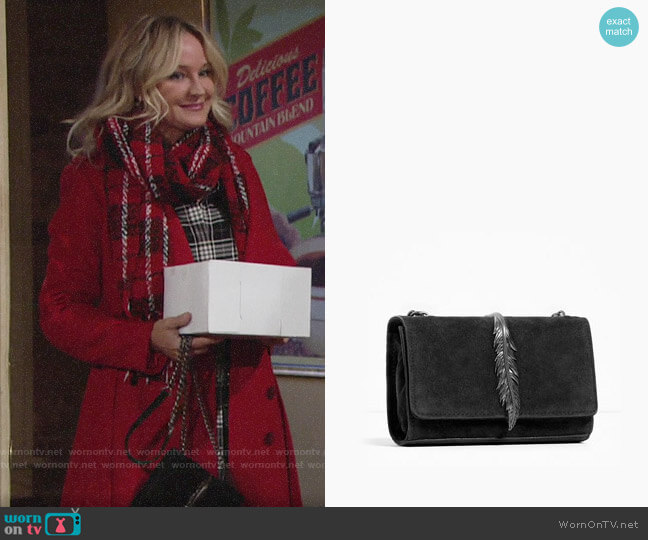 Zara Leather Cross Body Bag with Metal Detail worn by Sharon Newman (Sharon Case) on The Young and the Restless