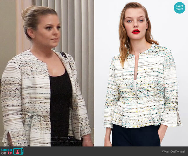Zara Textured Peplum Jacket worn by Maxie Jones (Kirsten Storms) on General Hospital