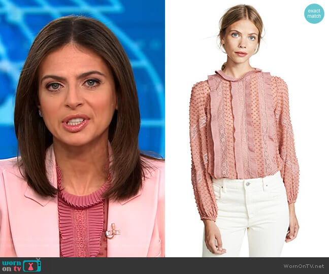 Zimmermann Unbridled Spliced Blouse worn by Bianna Golodryga on CBS Mornings