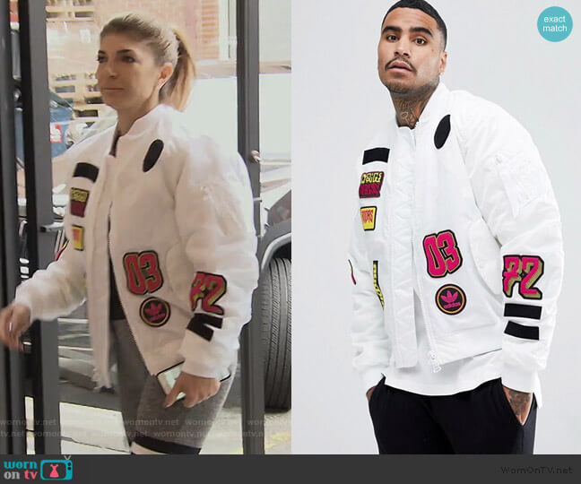 Adidas Originals Padded Patch Bomber Jacket worn by Teresa Giudice on The Real Housewives of New Jersey