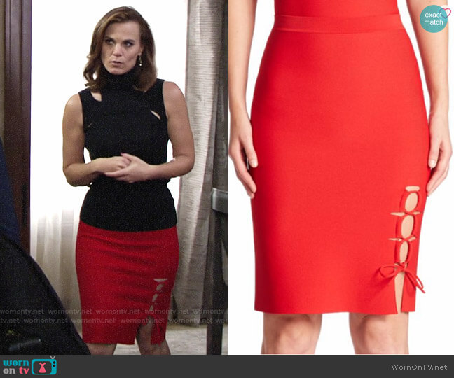 Alexander Wang Lace-up Slit Pencil Skirt worn by Phyllis Newman (Gina Tognoni) on The Young and the Restless