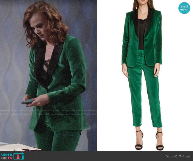 Alice + Olivia Macey Velvet Blazer worn by Phyllis Newman (Gina Tognoni) on The Young and the Restless