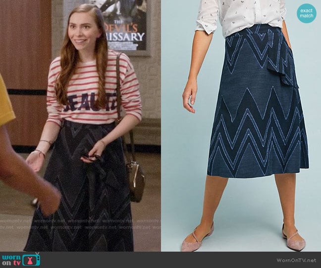 Eva Franco Textured Chevron Midi Skirt