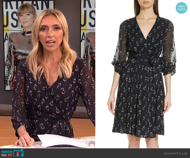 Ba&Sh Memory Floral Silk Chiffon Dress worn by Giuliana Rancic on E! News