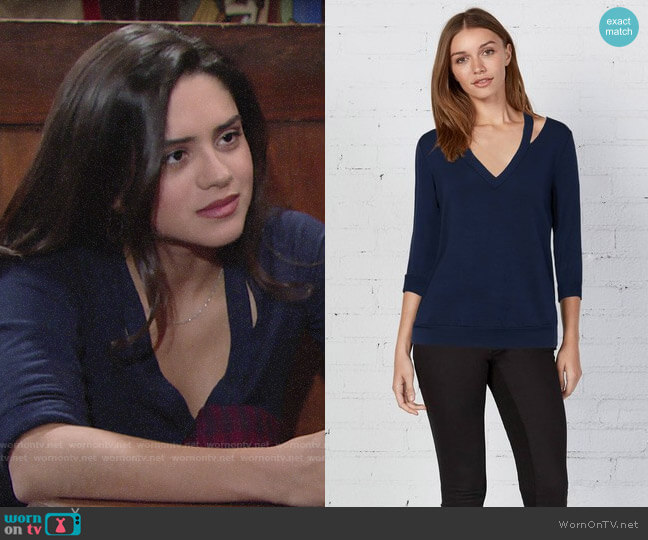 Bailey 44 Sarah Sweatshirt in Blue Mondo worn by Lola Rosales (Sasha Calle) on The Young and the Restless
